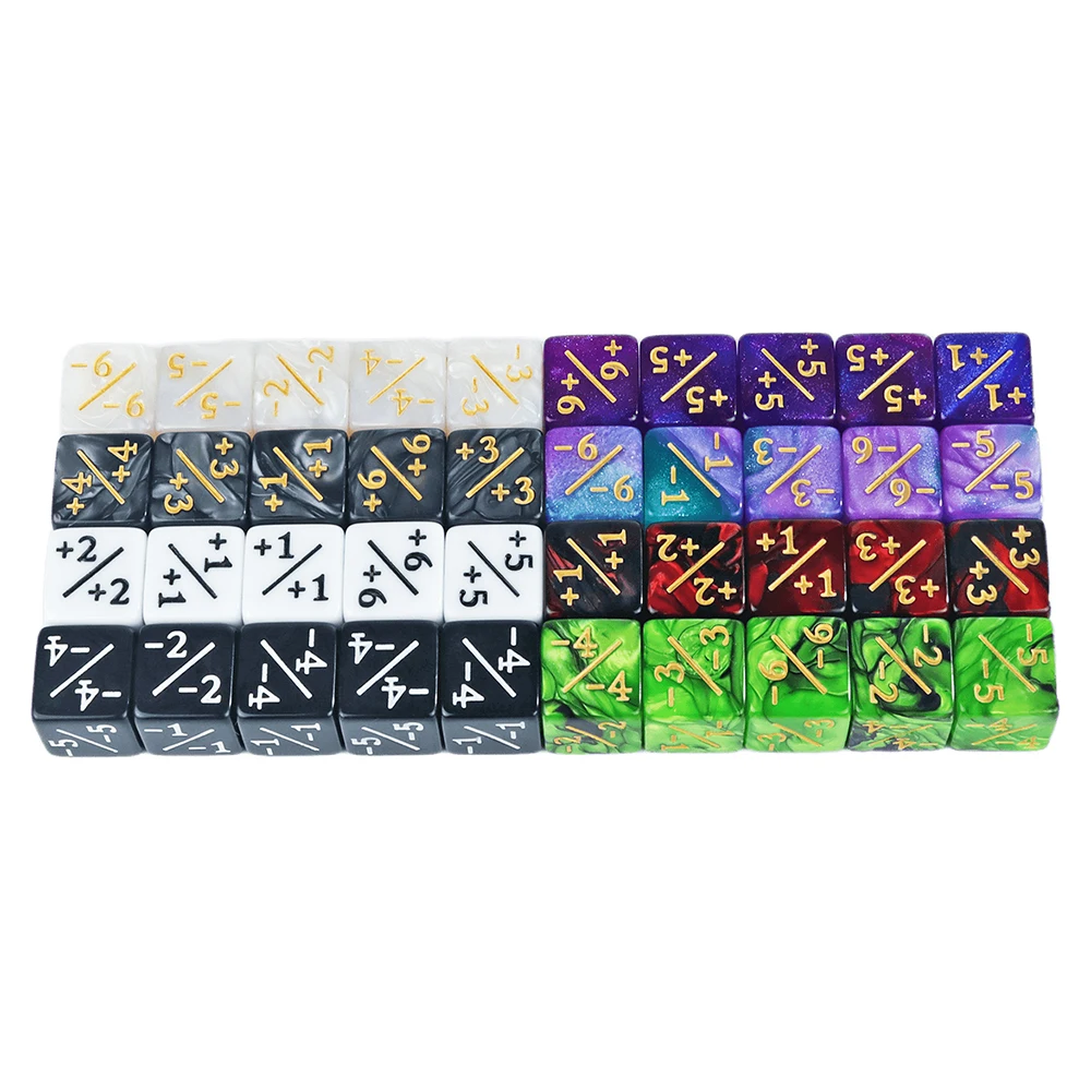 10pcs D6 Dice 16mm Positive Negative Counters +1 -1 for Math Teaching Board Games