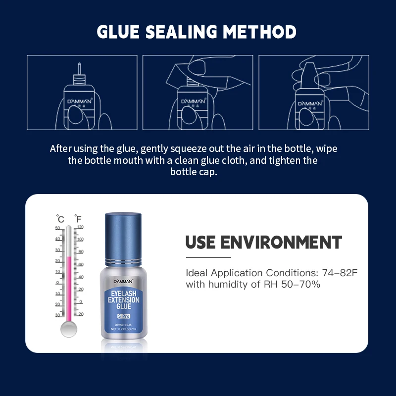 Damman กาวตัวต่อขนตาสำหรับ peralatan Rias เสริมความงามแบบมืออาชีพกันน้ำแห้งเร็ว0.5วินาทีกาวติดขนตาขนาด7มล.