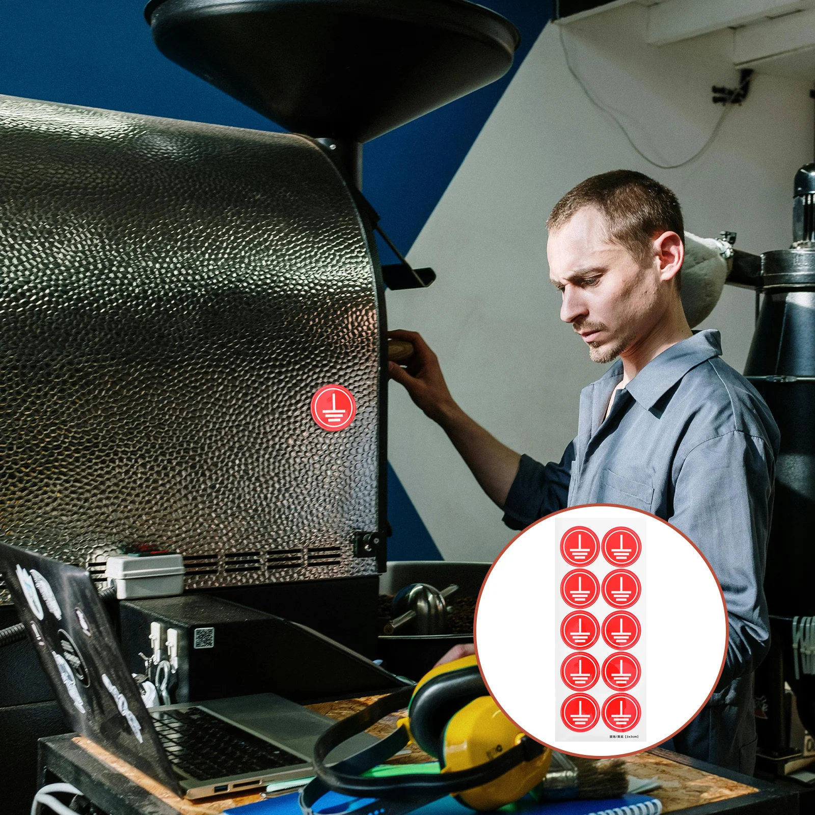 ملصقات تحذير التأريض للمعدات الكهربائية، ملصقات توصيل أرضية مقاومة للماء، شارات أمان لـ #1