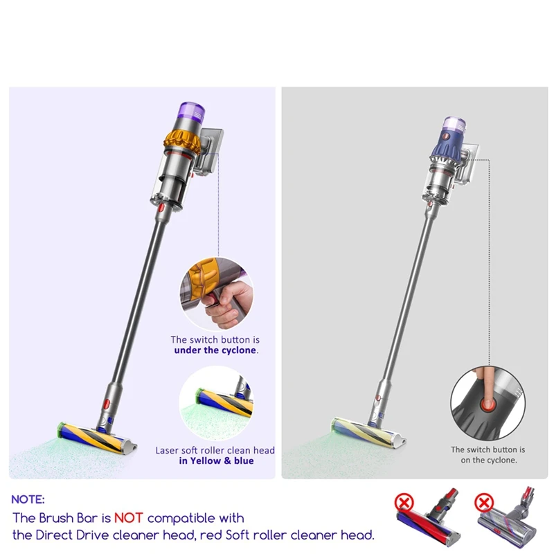 Замена планки роликовой щетки JDZD-Soft для ручного пылесоса Dyson V15 Detect, номер детали 971634 -01