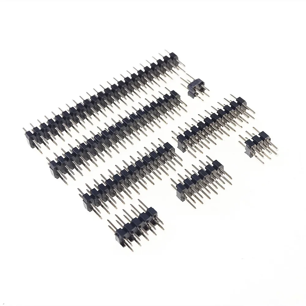 1000pcs 2.54mm 0.100' PCB Header Male Dual Row Pin Header Through Hole Straight 2x2P 4 6 8 10 12 14 16 20 26 30 40 50 60 80 Pin
