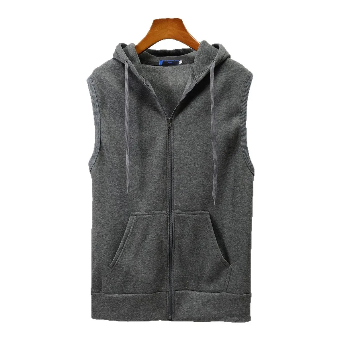 عادية الصيف موضة الرجال سترة دون أكمام حجم كبير زوجين سترة مفتوحة مقنعين بطانية نمط الذكور سترة غير رسمية #5