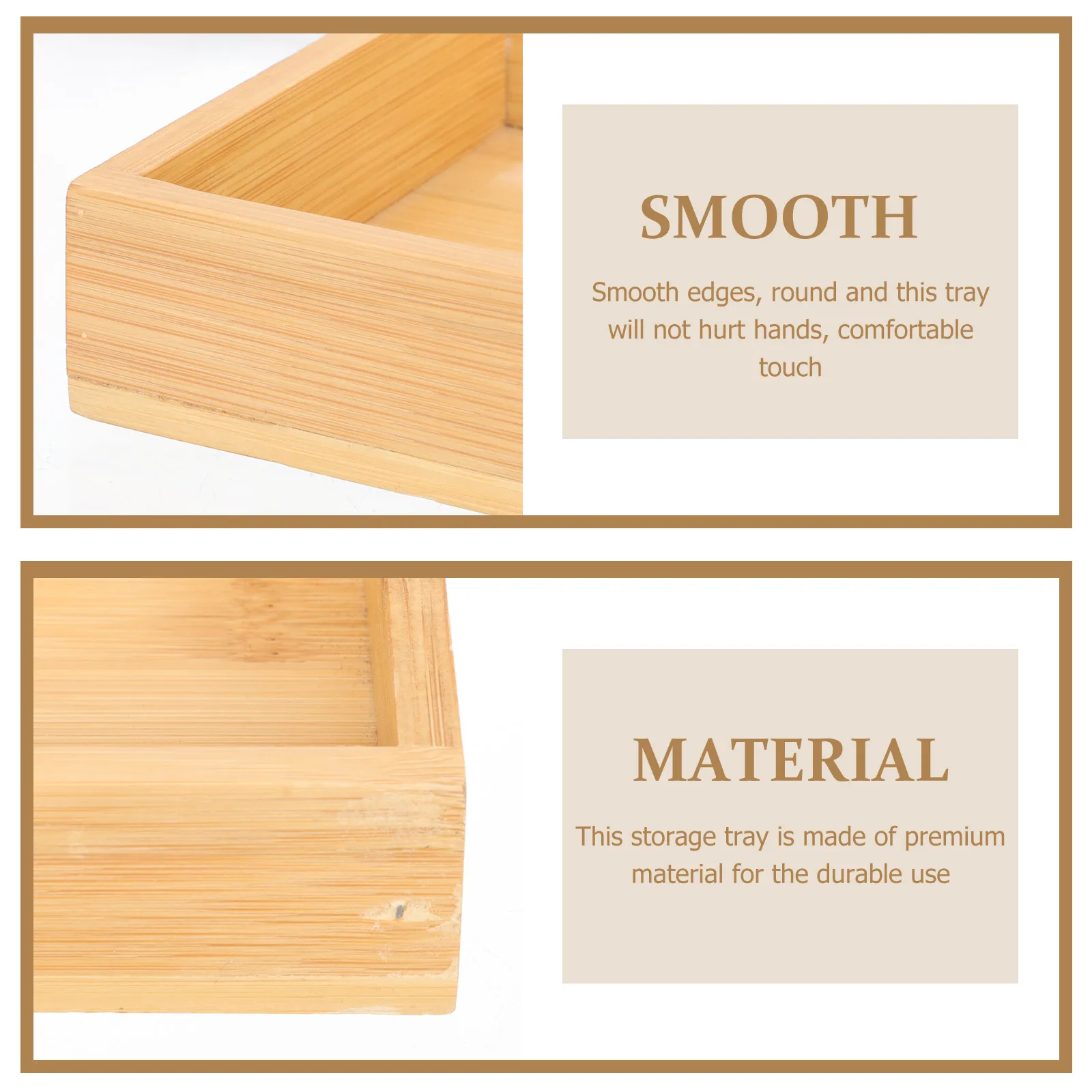 

Bamboo Wood Tray Finish Bathroom Storage Organizer Smooth Edges Vanity Countertop Holder For Toiletries Jewelry Keys