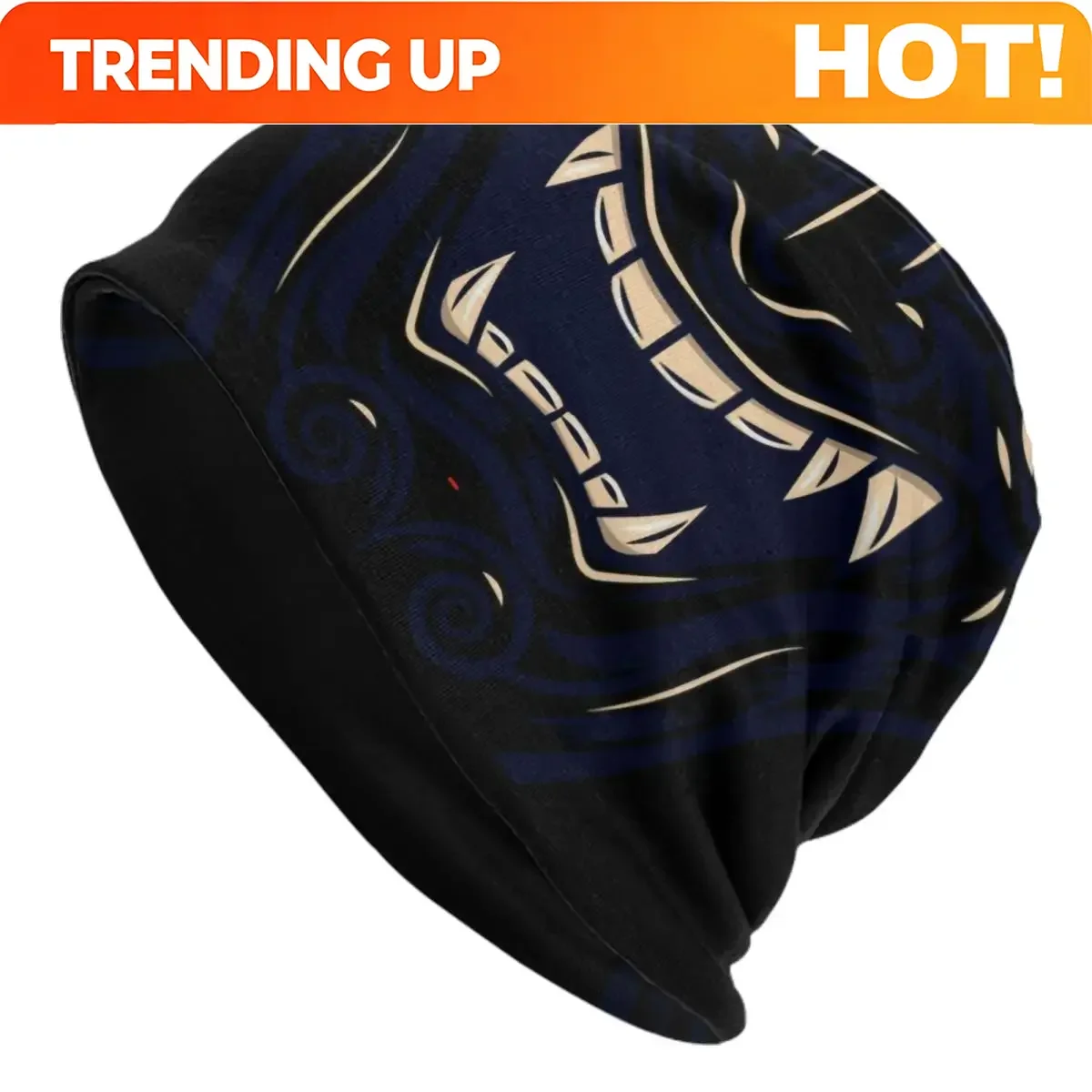Customization Midnight Black Samurai Warrior Oni Bonnet Hat Knitting Hat Unisex Japanese Demon Devil Ninja Winter Warm Skullies