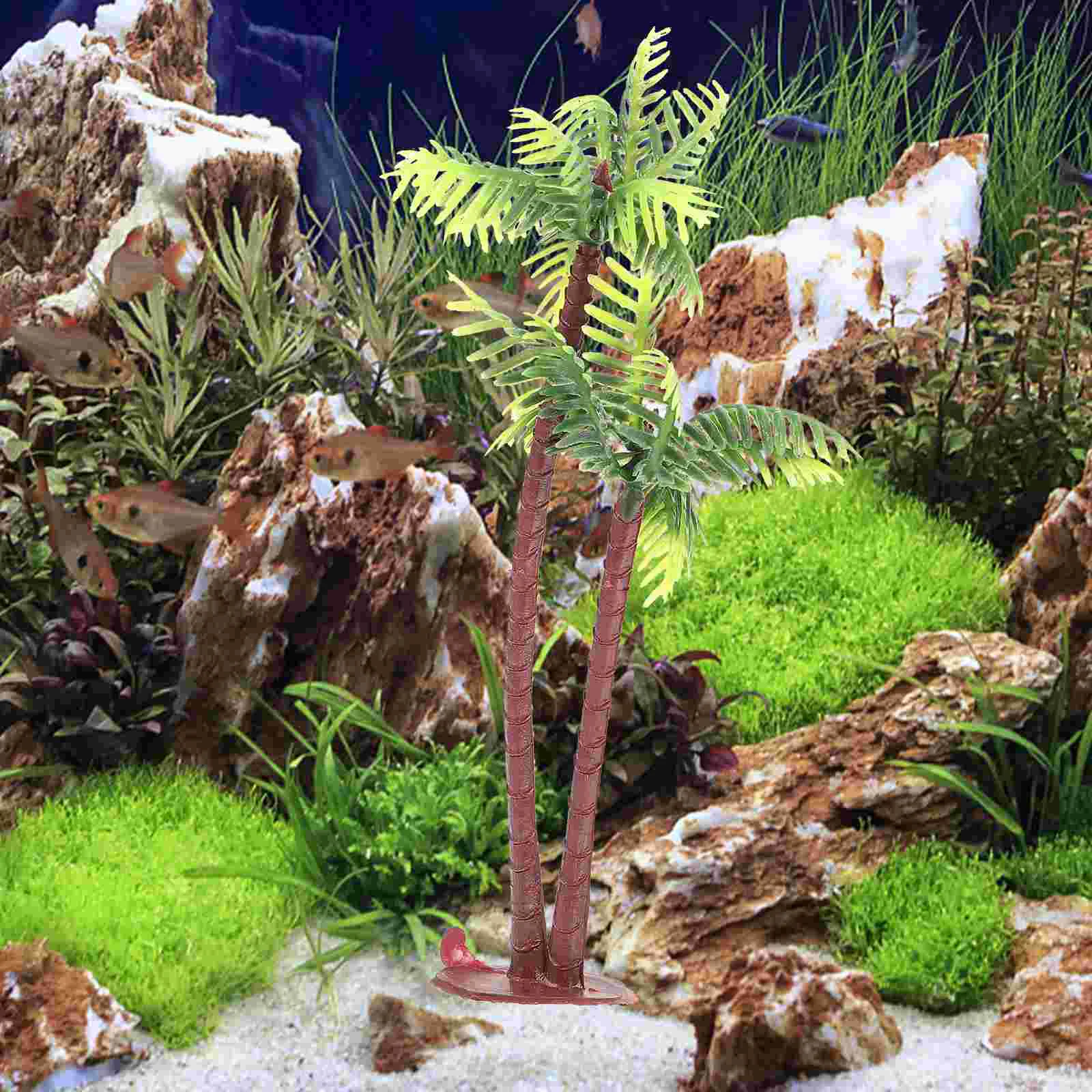 Tree Fish Tank Landscape Hermit Crab Accessories Mini Coconut Seaside Fake Plants