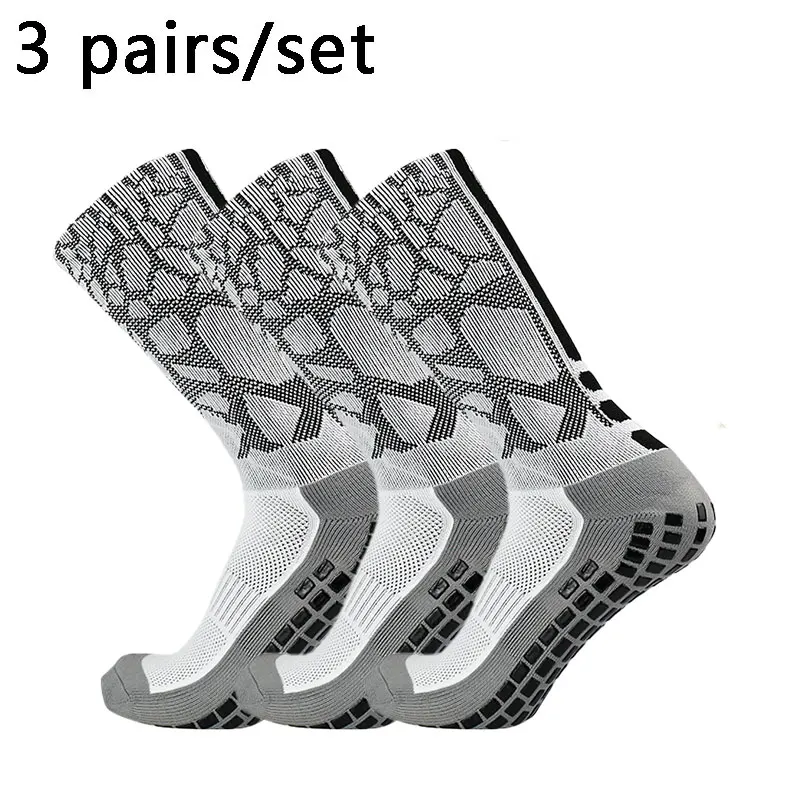 3pairs honeycomb patterned heel striped football socks Sports non-slip square silicone grip soccer socks calcetines hombre