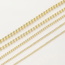 1Meter 1-2.4mm 14K Gold Color Plated Brass Round Beads Chain Ball Chain for DIY Necklace Bracelet Jewelry Making Accessories