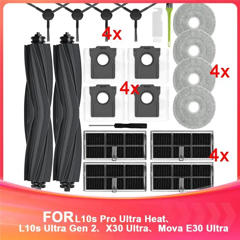 

For Dreamel10s Pro Ultra Heat / X30 Ultra Robot Vacuum Cleaner Main Side Brush Hepa Filter Mop Cloth Dust Bags Parts-AT36