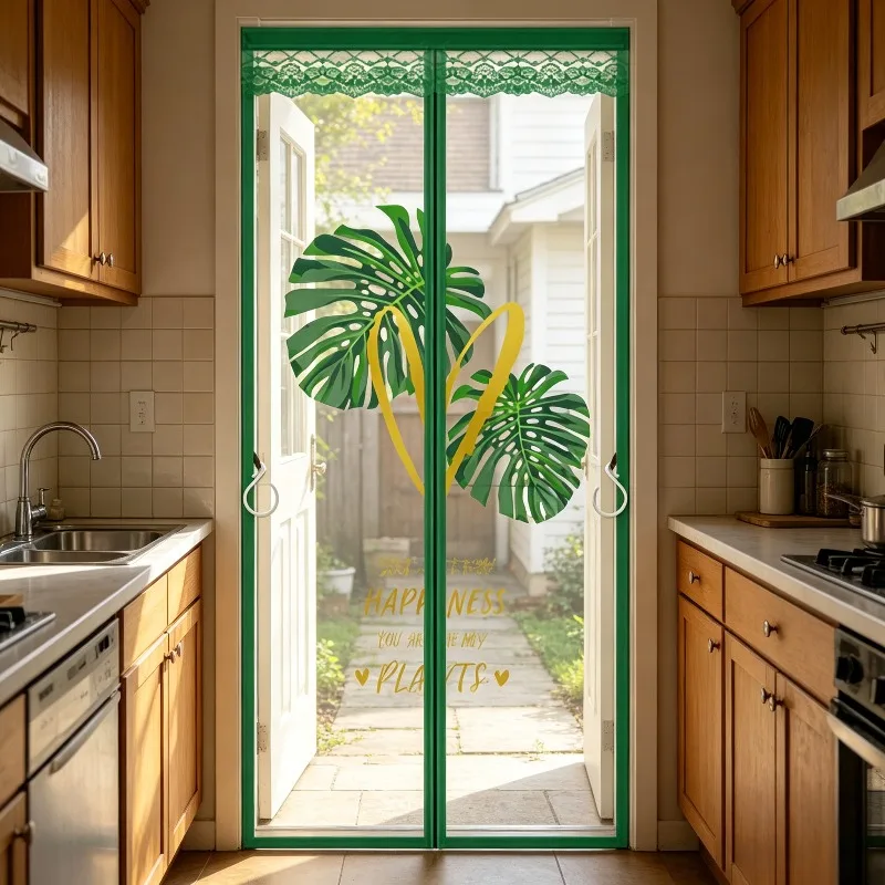 Magnetic Mosquito Screen Door with Self-Sealing Pet-Friendly Anti-Scratch Feature - Punch-Free Hook & Loop Installation