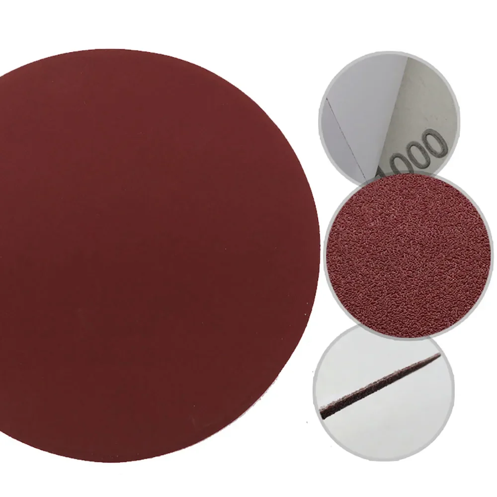 

5 Inch 125mm Self Adhesive Sanding Discs Red Aluminum Oxide Sandpaper Glue-lined Round Backing Pads 60-2000 Grit