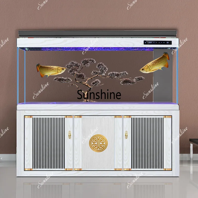 Chinese-style household large office floor-to-ceiling ultra-white partition screen bottom filter free of water change