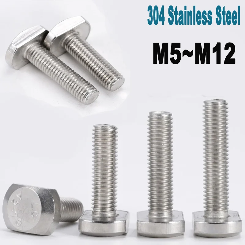 

1/10Pc M5 M6 M8 M10 M12 304 A2 Stainless Steel T Shape Type Hammer Head Screw Groove Bolt for T-Slot Chute Rail Miter Track GB37