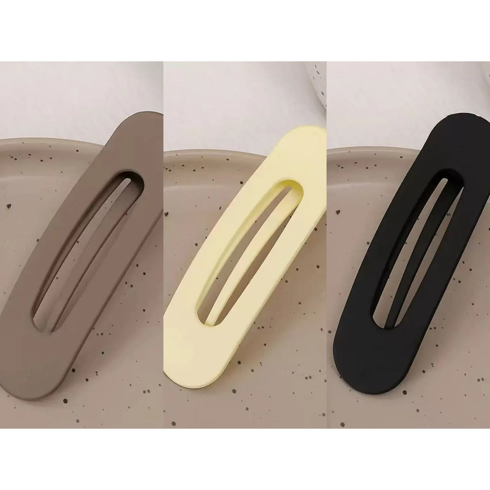 3 PCS Womens Elegant Matte Large Hair Clips Rectangular Non Slip Polymer Teeth Secure Hold Solid Hair Clips for Styling