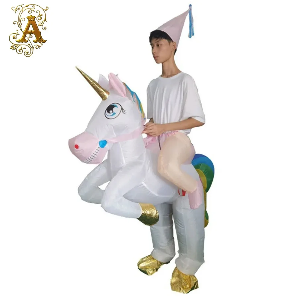 

Cute Unicorn Inflatable Suit Festival Party Parent-child Interaction Riding Animal Cartoon Mascot Costume Amusement Park Cosplay