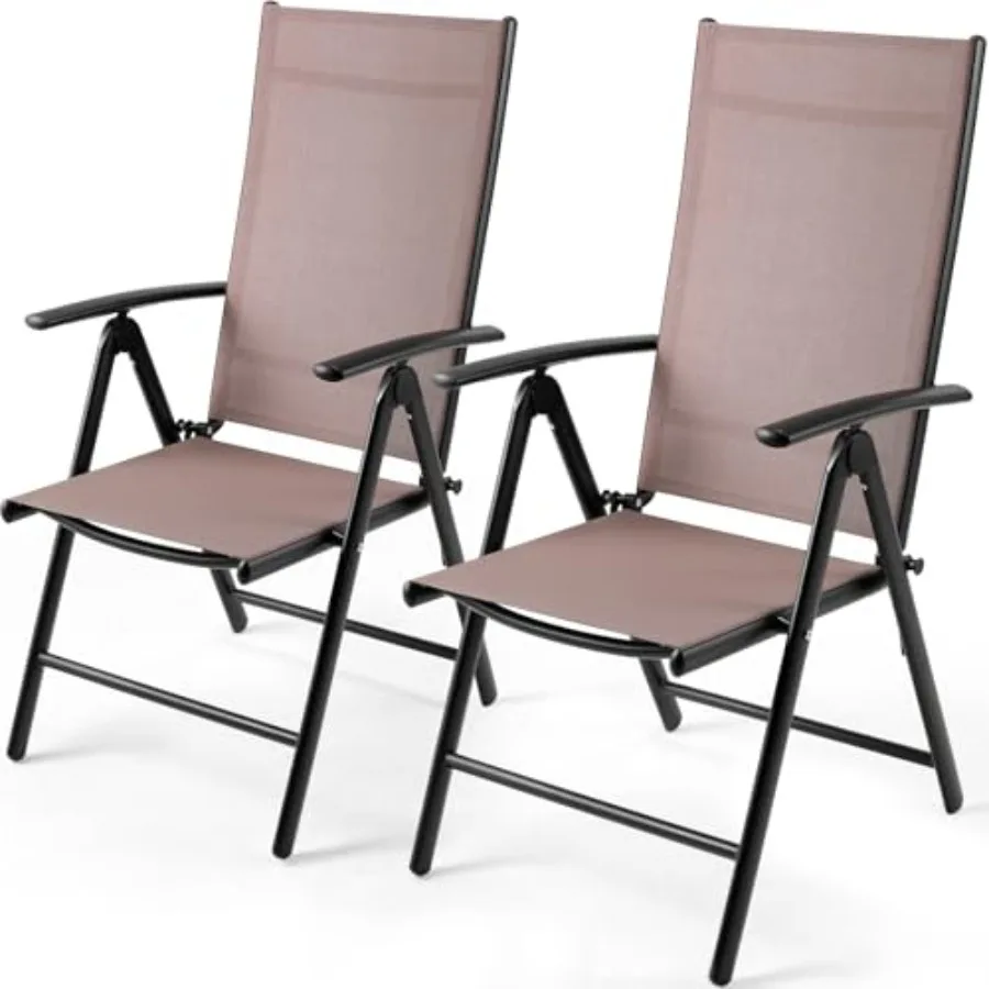 

Outdoor dining chairs for garden, yard balcony: anti-rust aluminum frame + breathable textilene fabric, weatherproof folding pa