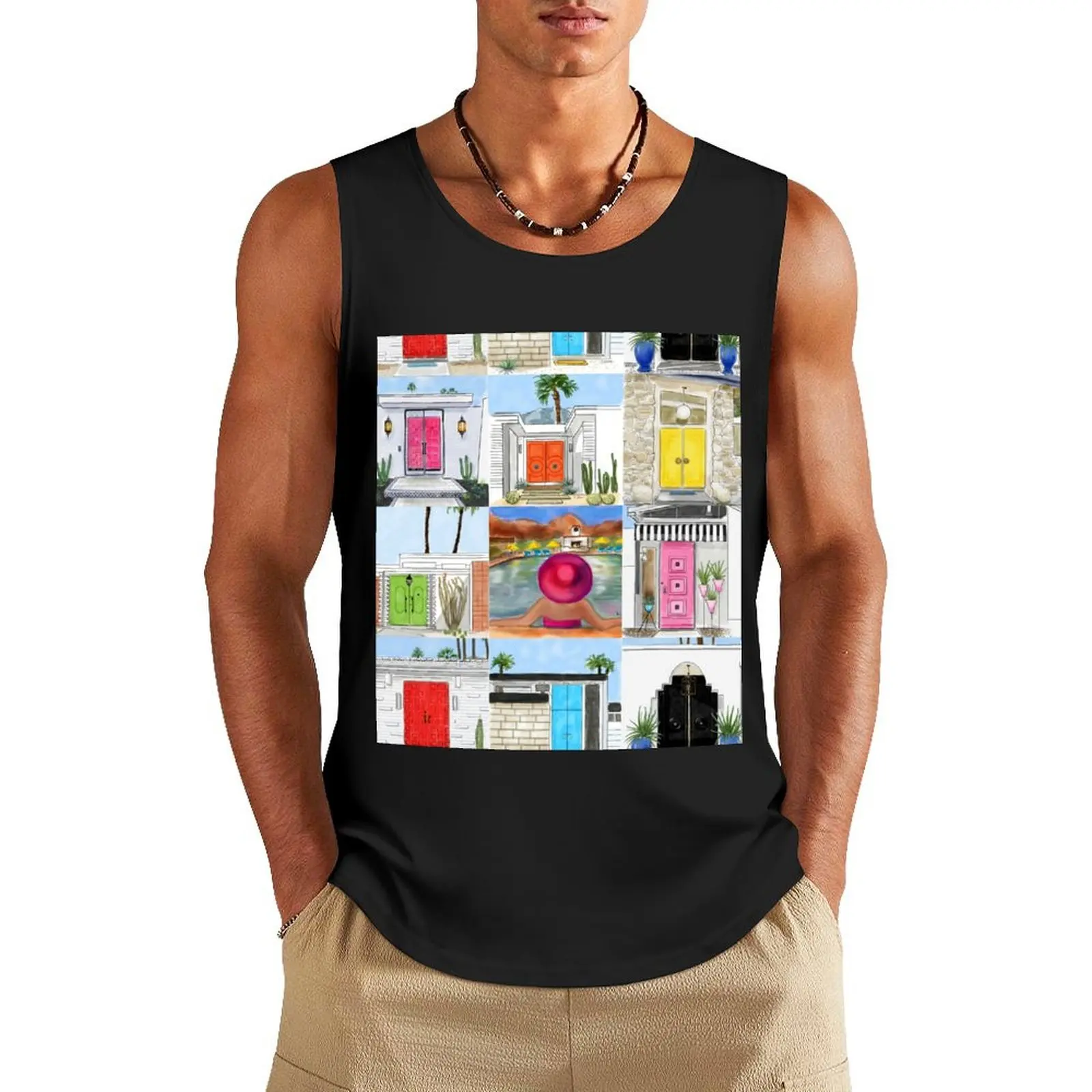 Palm Springs Doors! Tank Top T-shirt sports bodybuilding quick-drying t-shirt