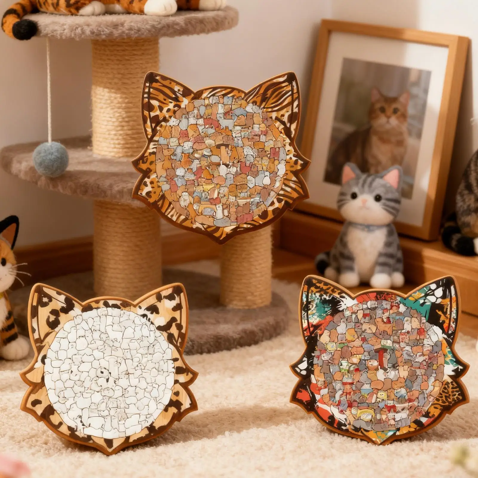 

135pc Cat shaped jigsaw Puzzles Wooden Educational adorable Kitten Puzzle Thanksgiving Christmas birthday gifts For Kids