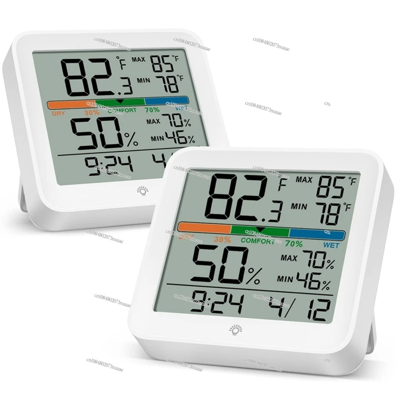 

Two-piece Digital Thermometer Set: Built-in Clock and Calendar, with Background Lighting