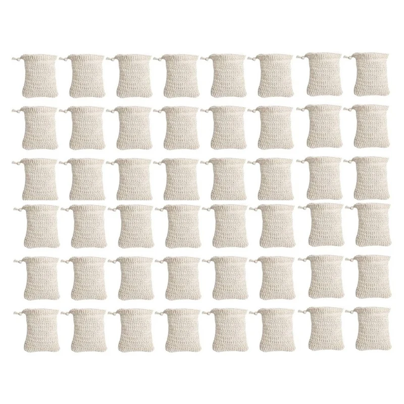 48Pcs Shower Bath Ramie Soap Bag Natural Ramie Soap Bag Exfoliating Soap Saver Pouch Holder