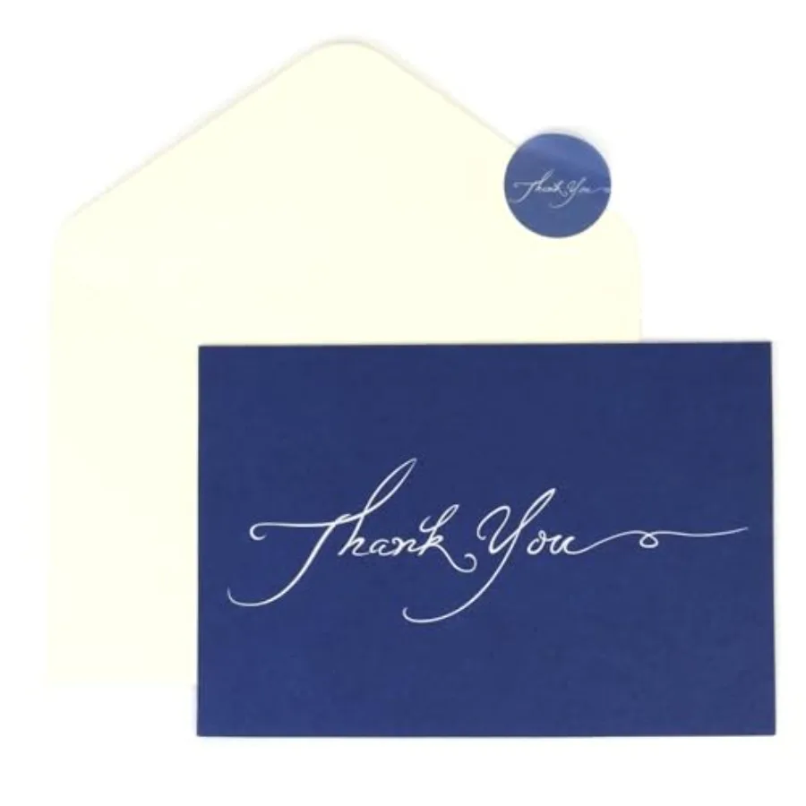 

24pcs Navy Blue Thank You Cards Bulk with Envelopes, Stickers, 4.2x6.2 Thank you Card Box Set for Wedding, Baby, Bridal Shower,