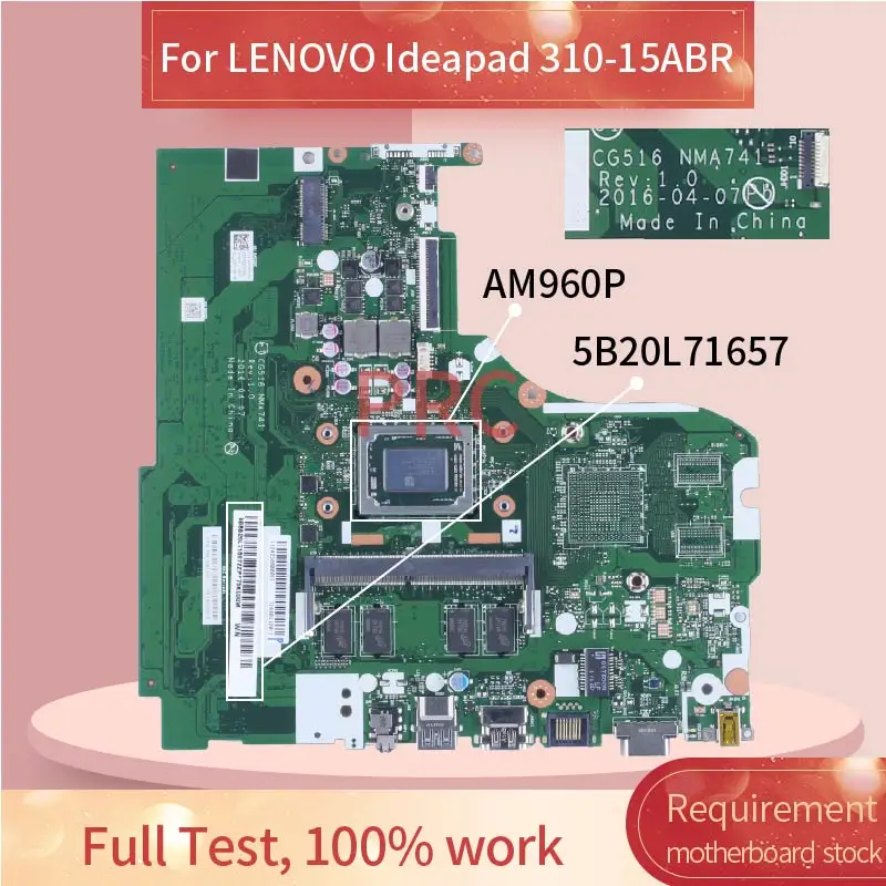 310-15ABR For LENOVO Ideapad AM960P Laptop Motherboard CG516 NMA741 5B20L71657 Notebook Mainboard A10-9600P DDR4