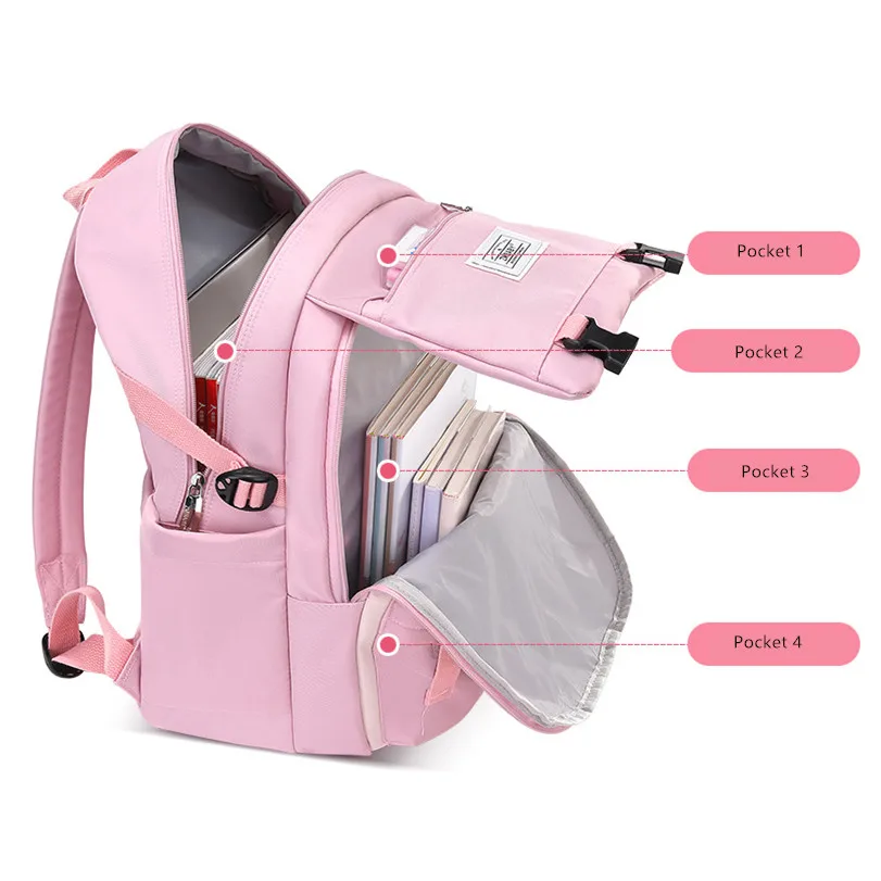 High School Taschen für Mädchen Student viele Taschen wasserdicht Schul rucksack Teenager-Mädchen hochwertige Campus Rucksack Sack Mochila