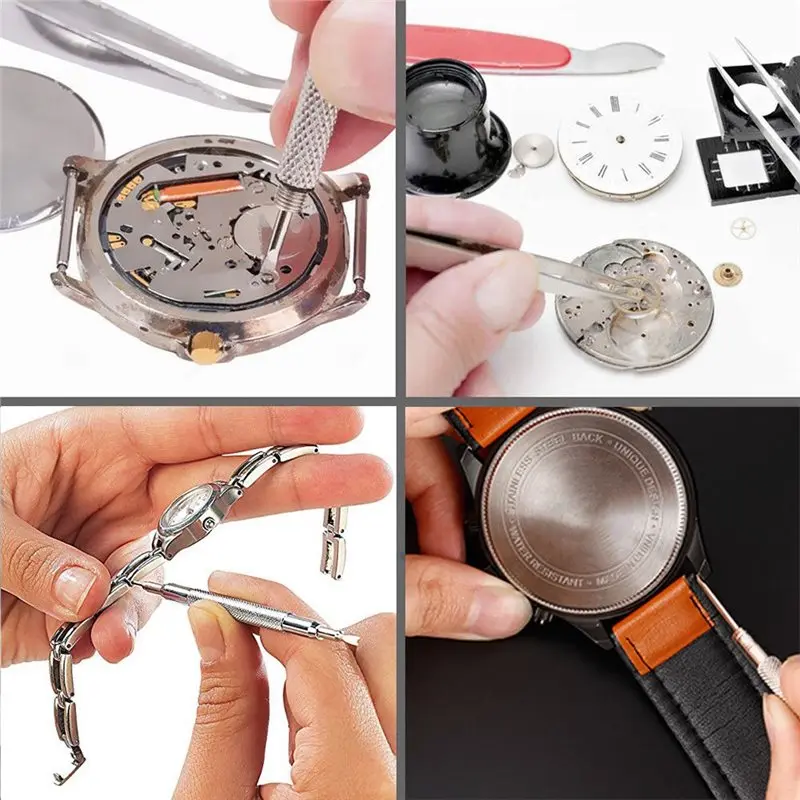 Watchmaker Band Link Watch Repair Tool Kit(212Pcs) With Opener Screwdriver Pin Hammer Set Clockmaker Accessories
