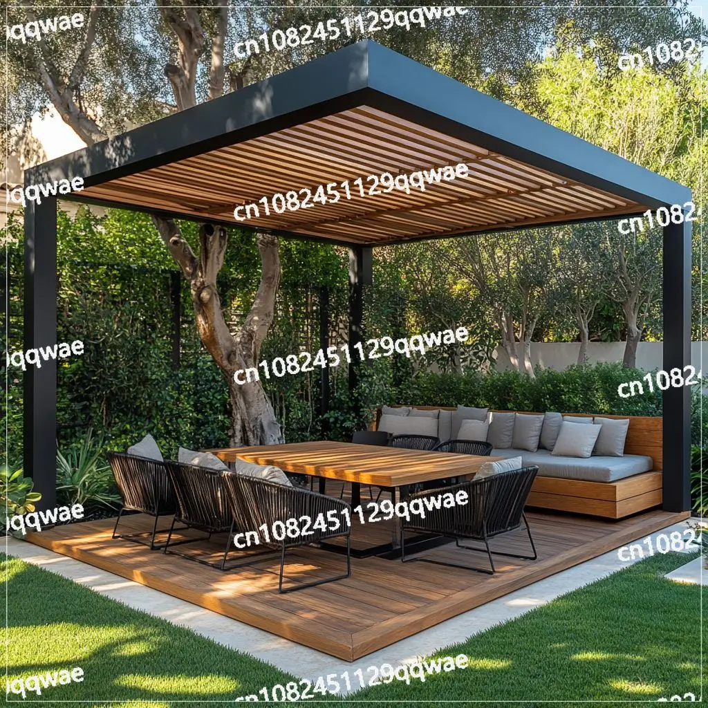 Modern Outdoor Waterproof Aluminum Louvered Sunroof Pergola Sun Shade Frame Electric  Louvered Roof Aluminium Canopy