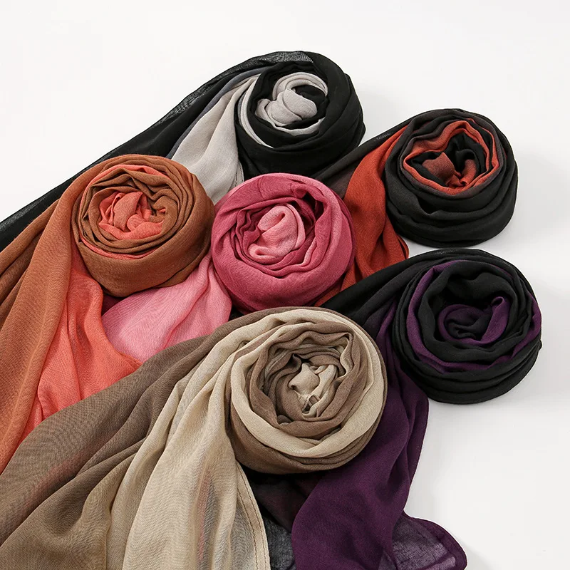 2025 High Quality Best Selling Gradient Cotton Scarf - Autumn Solid Color Headband, Women's Single Color Wide Edge Head