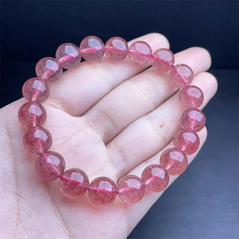 9MM Natural Strawberry Quartz Bracelet Gemstone Crystal Jewelry Bangle For Women Healing Bohemia Holiday Gift 1pcs