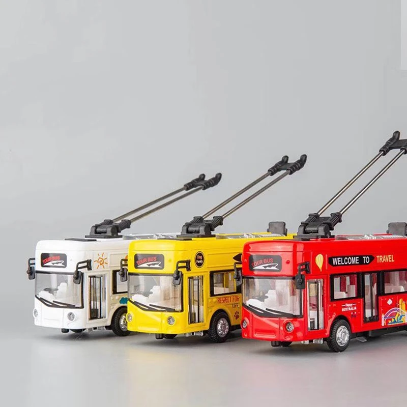 HOT-1:50 Kids Toys Alloy Bus Model London Single Decker Tram Bus Vehicles Car Toy With Light & Sound Collections