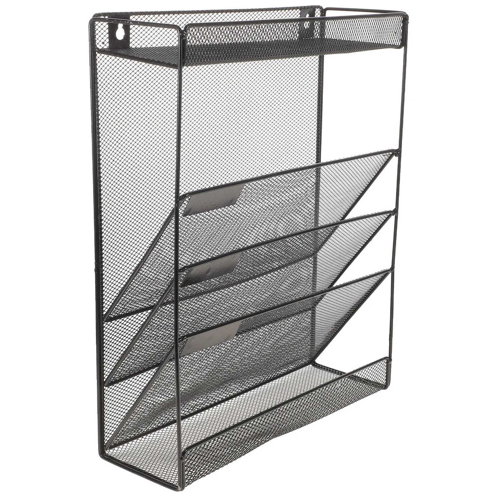 

Metal Wall Mounted Vertical File Organizer Rack for Office Study Room Home Use Multi Compartment Smooth Surface