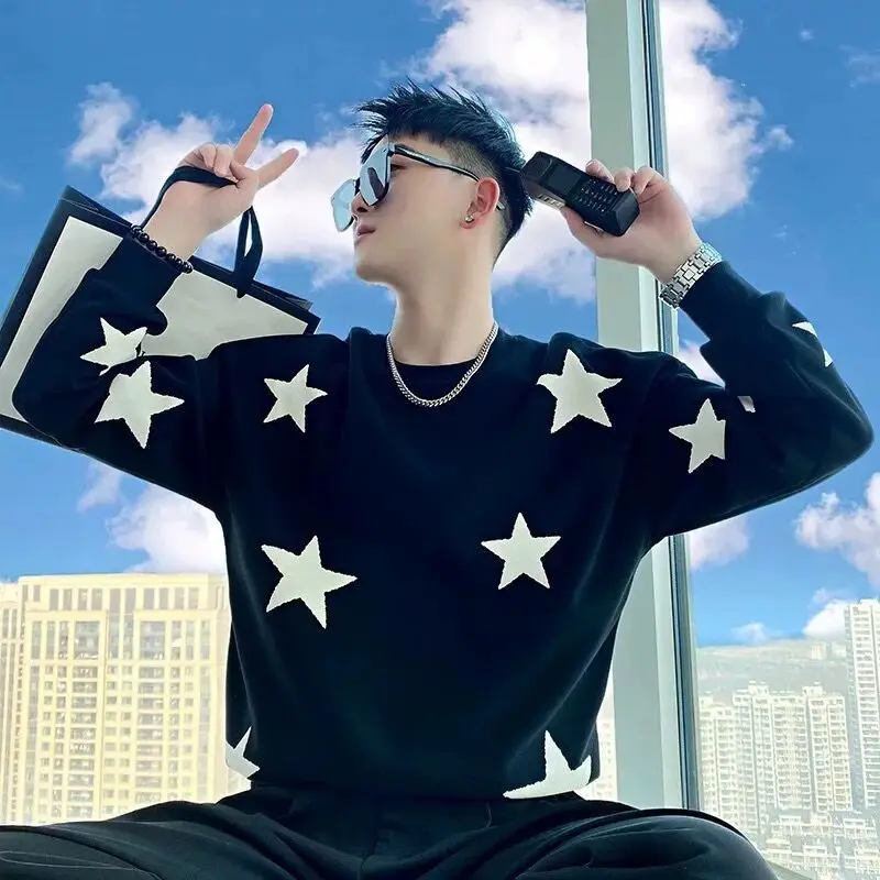 

Men's trendy brand heavy printing T-shirt spring and autumn men's top long-sleeved t-shirt t ruffian handsome casual jacket