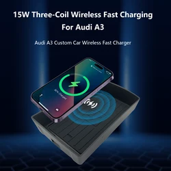 Original Style Qi Wireless Charger Mobile Phone For Audi A3 15W Fast Charge Custom Car Phone Charger