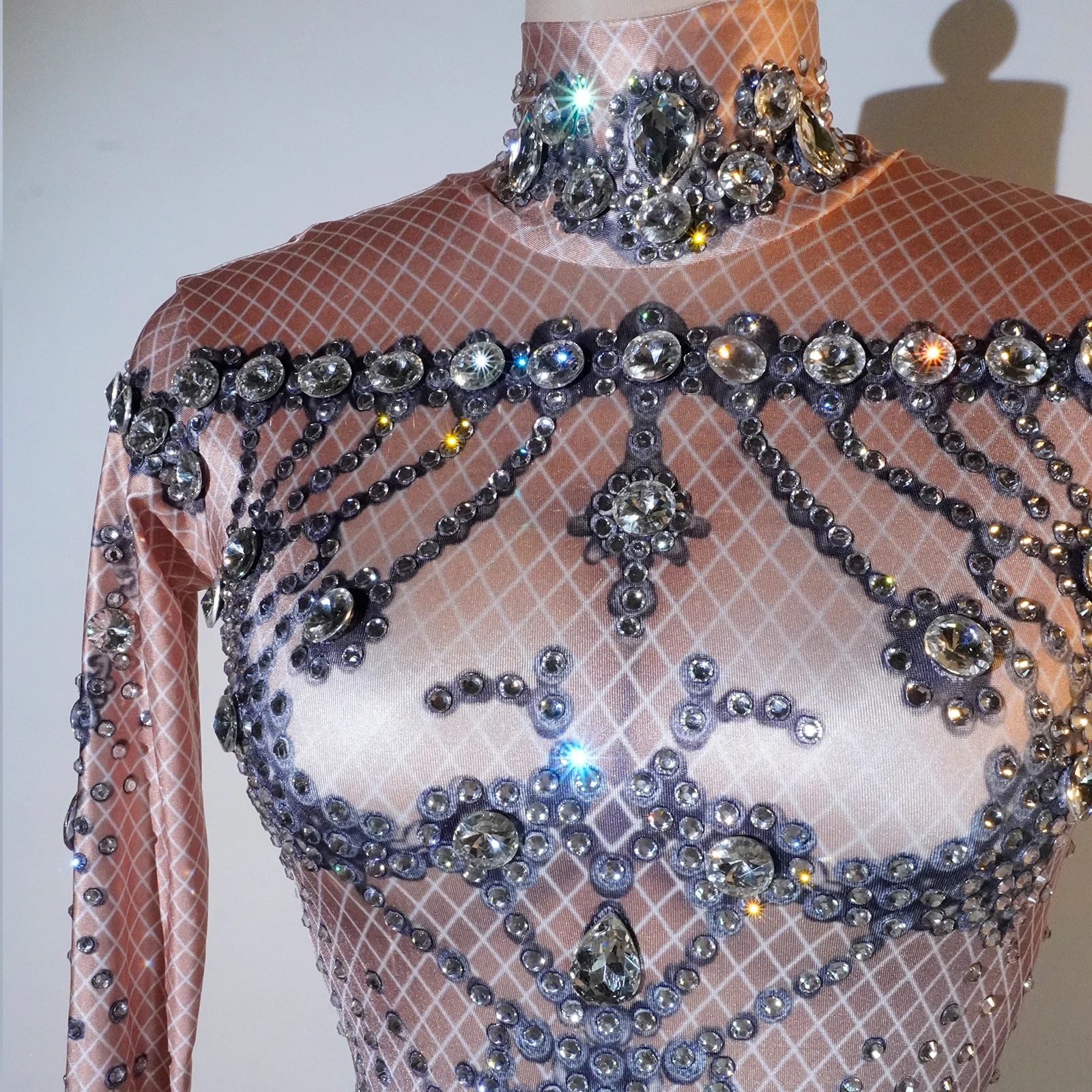 Festival Sparkle Overall Frauen Sexy Langarm Pole Dance Kostüm Nachtclub Party Bühne Showgirls Body Club Tragen ​