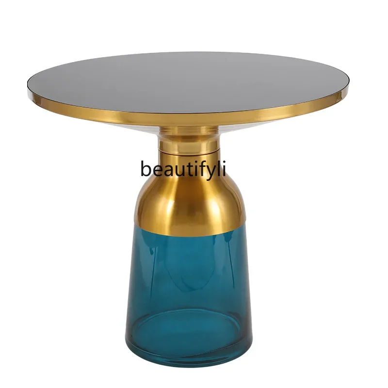 Nordic modern light luxury glass dining table color tempered glass creative, designer table household small apartment