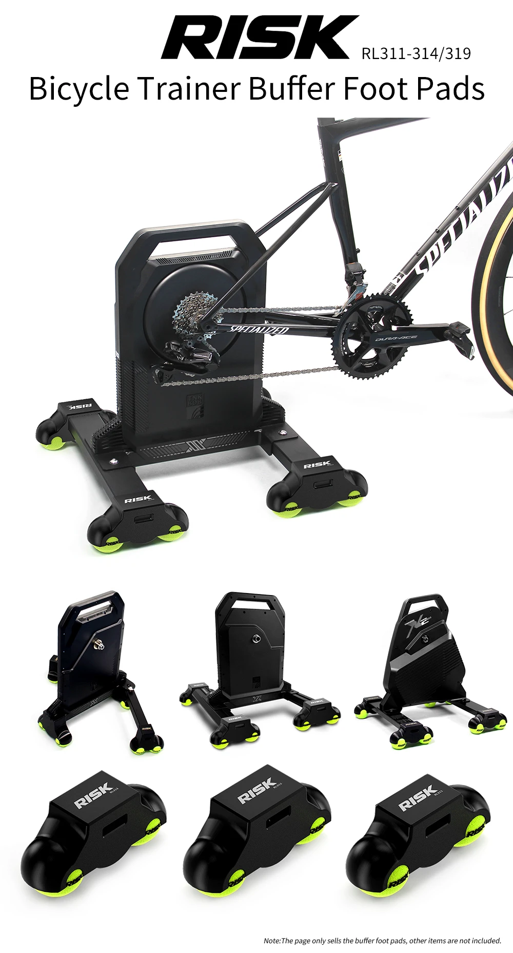 Risk Fahrrad-Trainer-Pufferfußpolster für X2/X2 MAX XX PRO 1. und 2. Generation sowie faltbare, stoßdämpfende Fahrrad-Trainer-Basishalterung – Detail 1