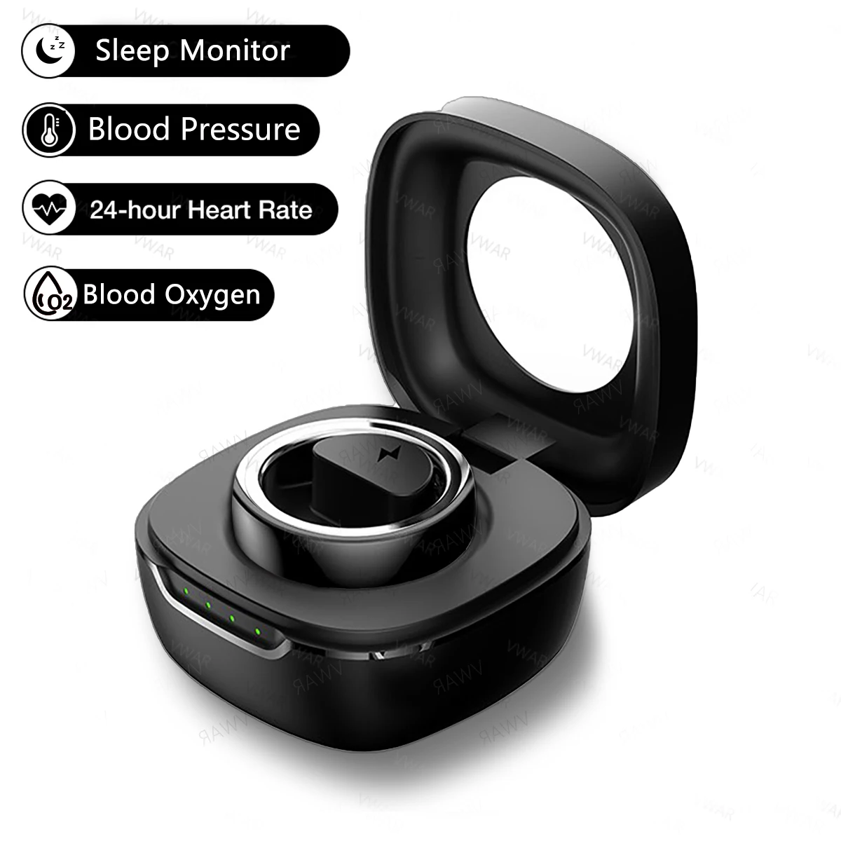 2024 New Health Monitor Smart Ring Blood Oxygen Heart Rate Sleep Tracker Steps GPS Sports Modes Finger Rings for Android IOS