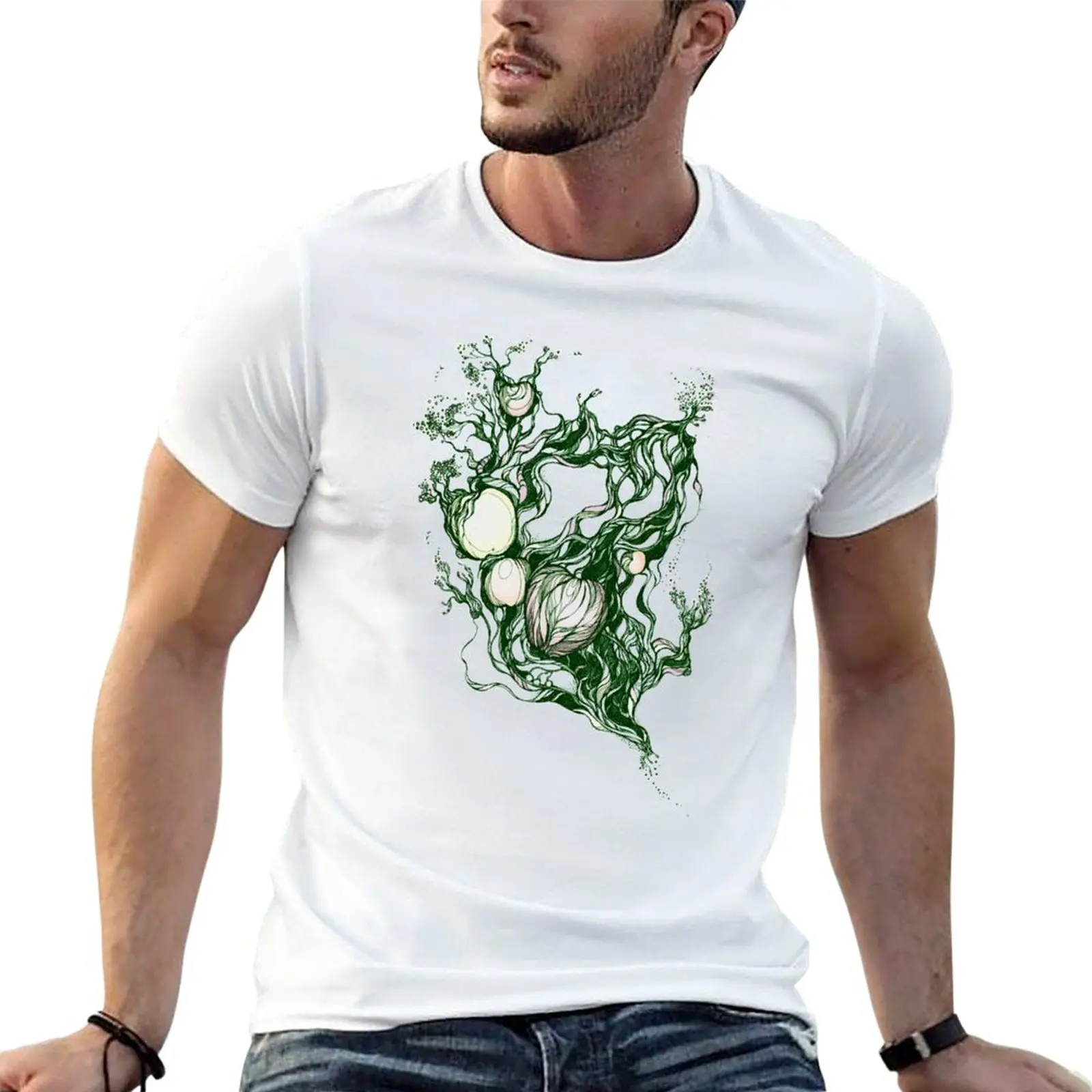 

Garden paradise. Hand draw ink and pen on textured paper T-Shirt anime kawaii clothes funny t shirts mens white t shirts