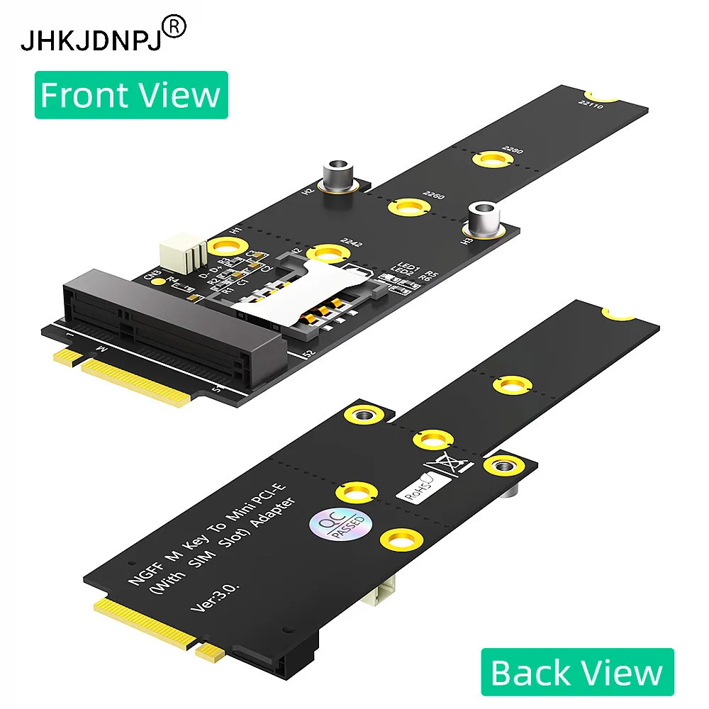 Mini PCI-E to M.2(NGFF ) key M Adapter With SIM card Slot for wireless/WWAN/LTE Module