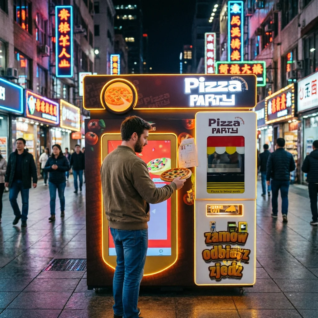 Smart Pizza Vending Kiosk Adjustable Baking Parameter Multi Storage Lattice Amusement Park Self Service Pizza Dispenser
