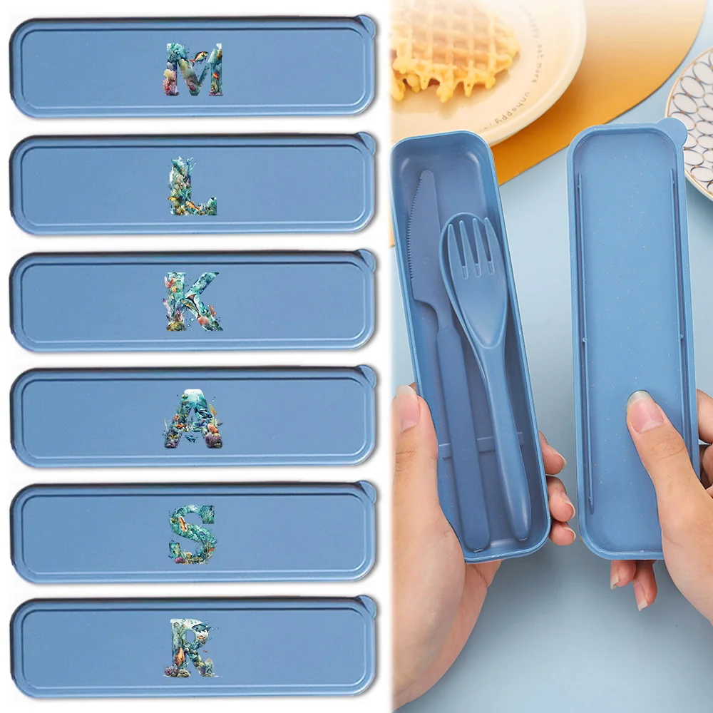 3 Pcs Cutlery Travel Utensils Set Tableware For Picnic Camping Utensils Travel Utensils For School&Office Fish Letter Pattern
