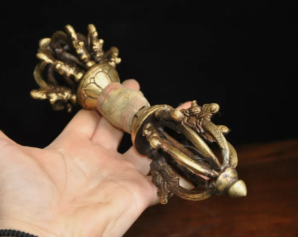 9.2" Tibetan Buddhism bronze Vajra Dorje Phurpa Exorcism Talisman faqi statue view 6