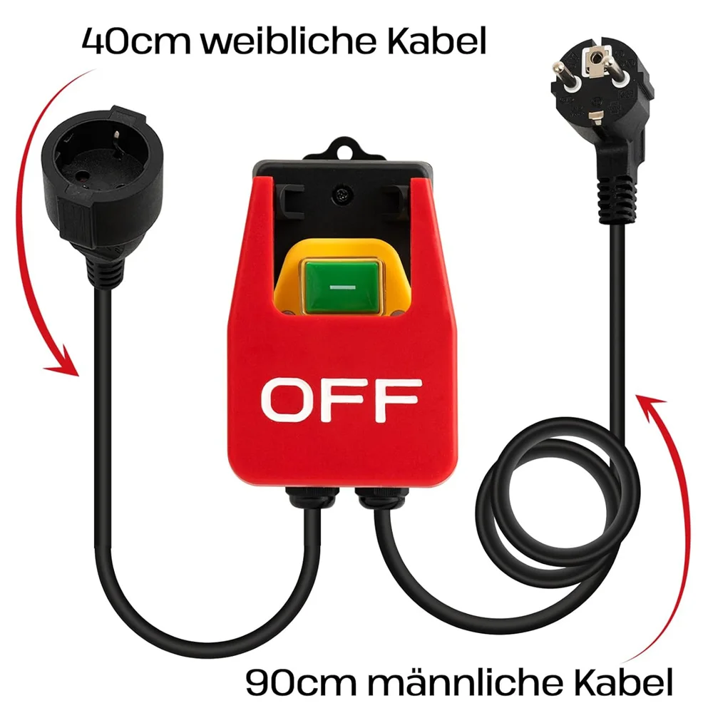 

220V Single-Phase On/Off Switch, Safety Switch, Zero Voltage Switch with Socket, Emergency Off Switch EU Plug