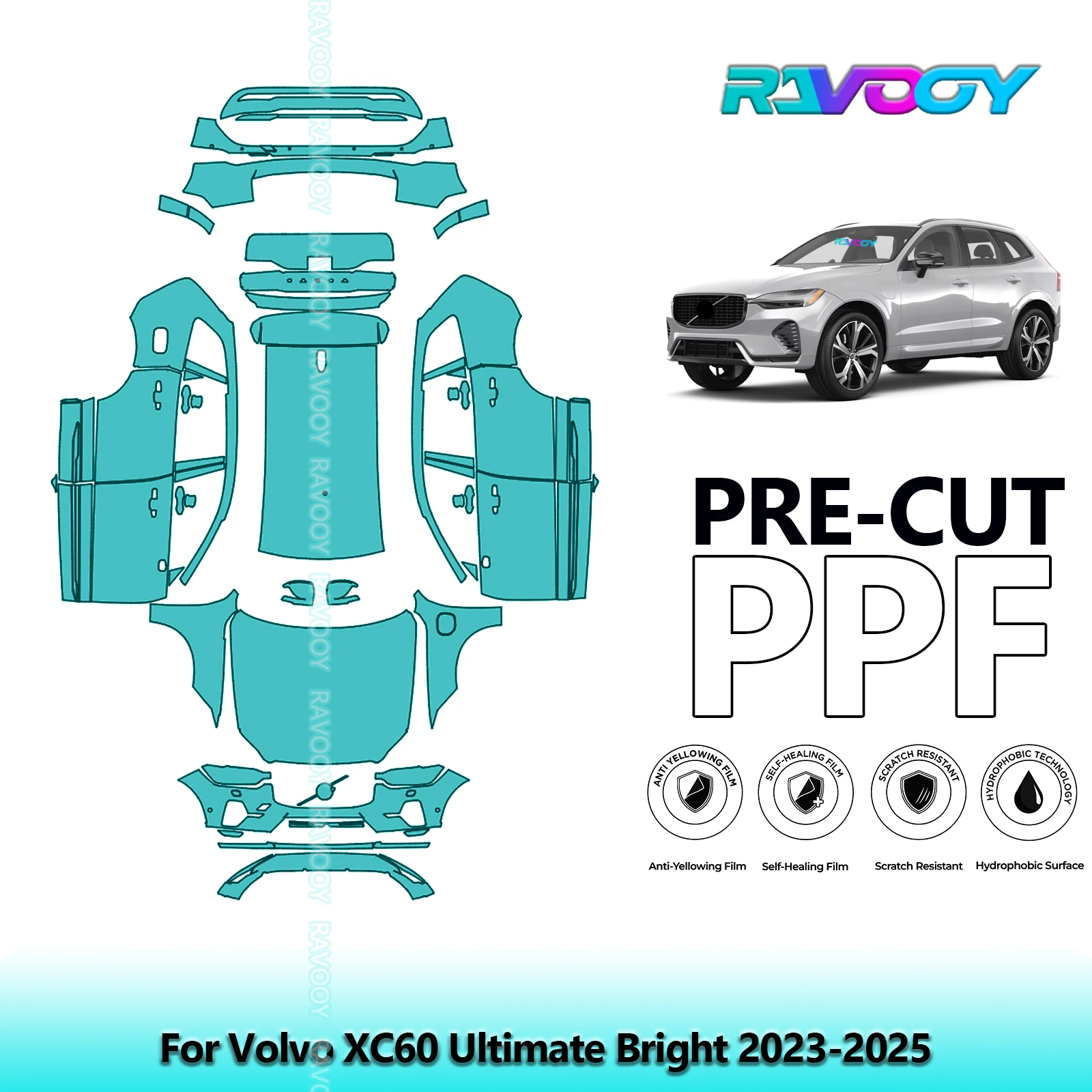 

Precut Paint Protection Film Full Vehicle Anti-scratch Exterior TPU PPF For Volvo XC60 Ultimate Bright 2023-2025