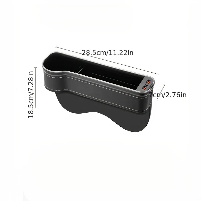 Car Seat Gap Organizer With Light Multifunctional With Small Cup Holder Storage Box Car Seat Gap Filler With 2 USB Charge Ports