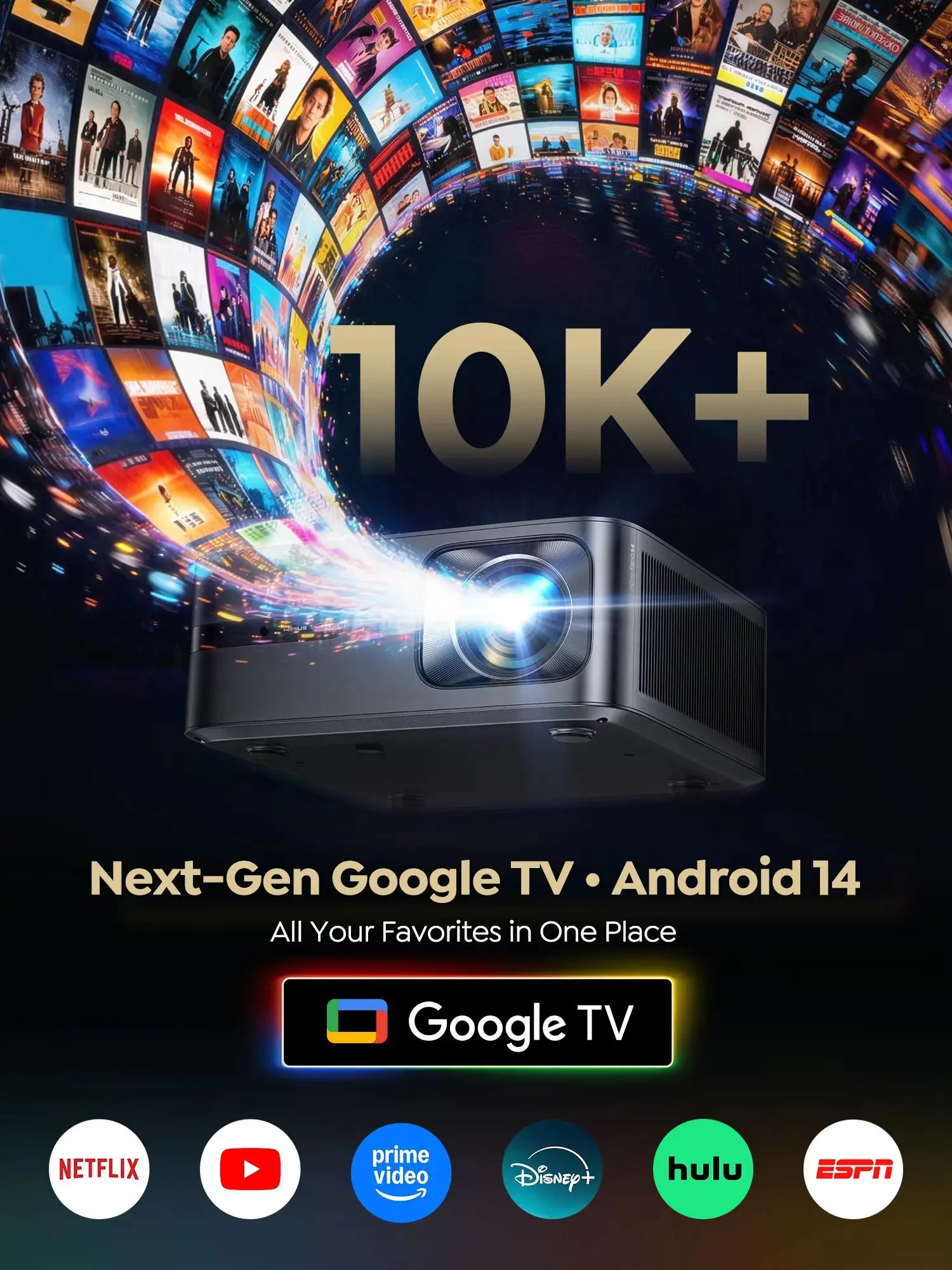 Wimius G2 4K 45000 Lumen Projektor Smart Google Live TV Auto-Fokus Wifi 6 HDR MEMC 2+32G Heimkino-Filmprojektor