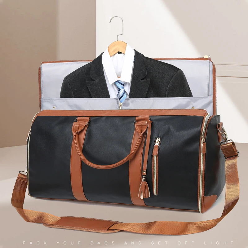 Ladies' Folding Suit Travel Bag Multi functional Storage Bag Large Capacity PU Hand Luggage Bag