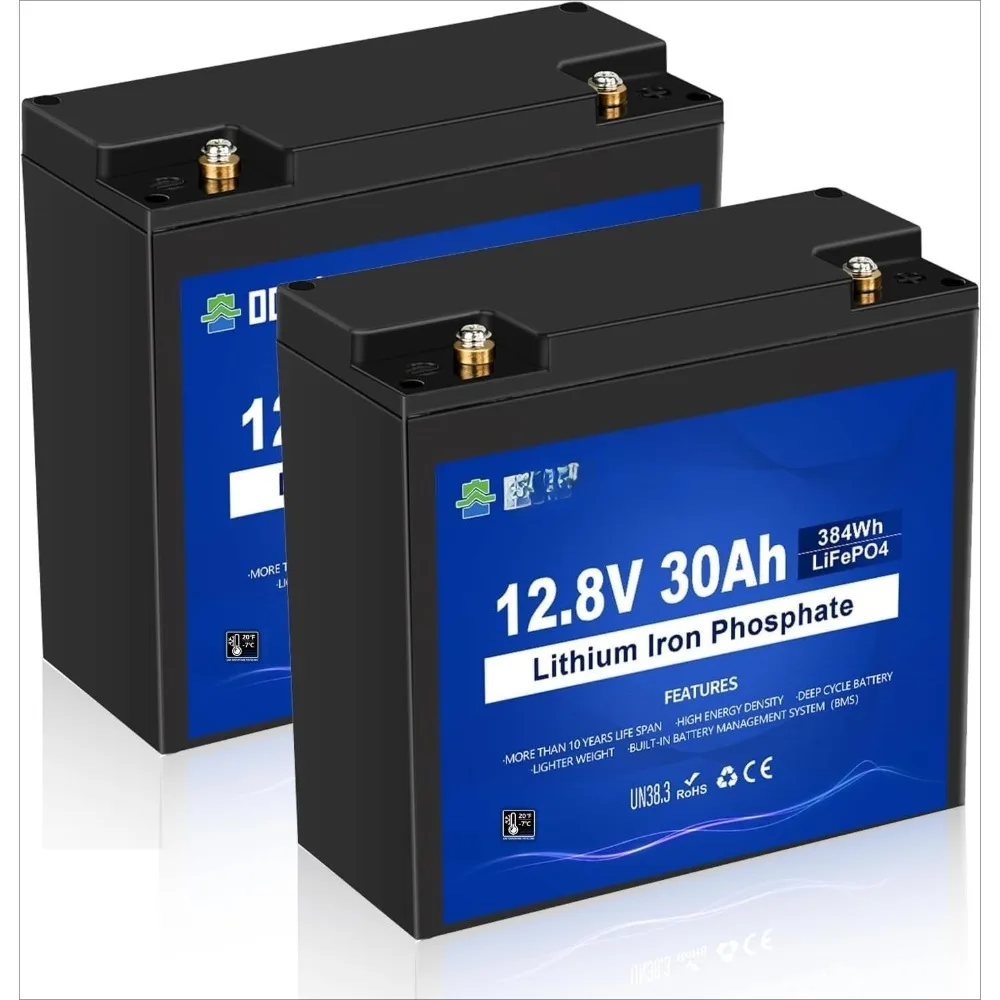 

2 Pack 12V 30Ah LiFePO4 Lithium Battery, Low Temp Cut-Off, 4000+ Deep Cycle Rechargeable Battery, Perfect for Scooter Pride