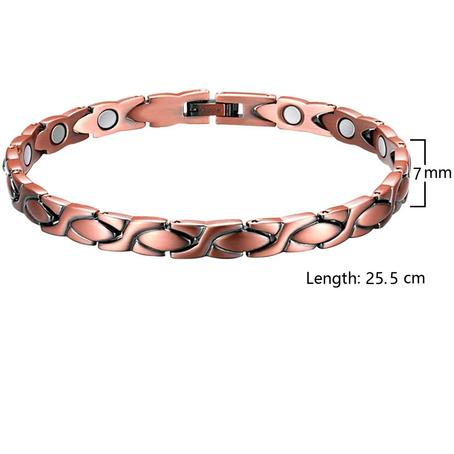 Womens Magnetic Therapy Anklets 99.9% Pure Solid Copper 3500 Gauss Magnets Ankle Pain Relief for Arthritis Adjustable Size